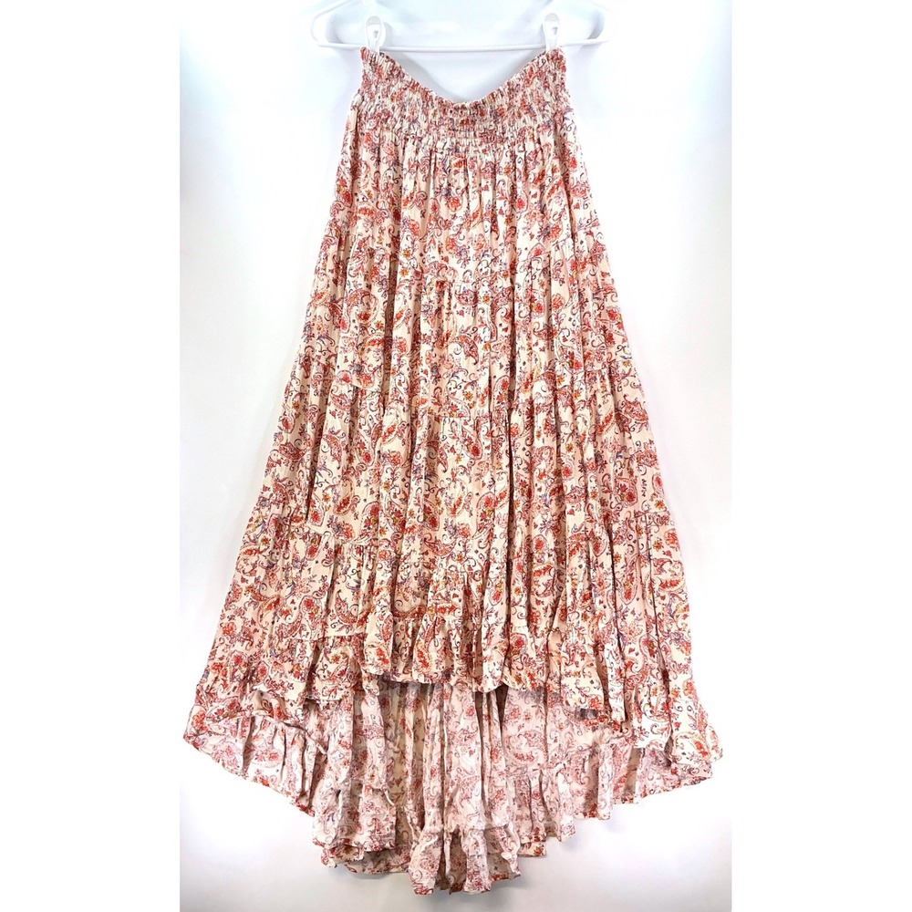 Wild Moss Boho Floral Paisley Tiered Maxi Skirt Sz S Cottagecore Peasant Prarie